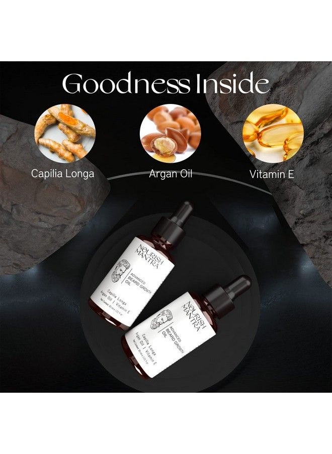 NOURISH MANTRA - Advanced Beard Growth Oil/Made With Capilia Longa Argan Oil Vitamin E And Jojoba Oil/For Fuller Thicker And Healthier Beard Growth 30Ml - Image 1