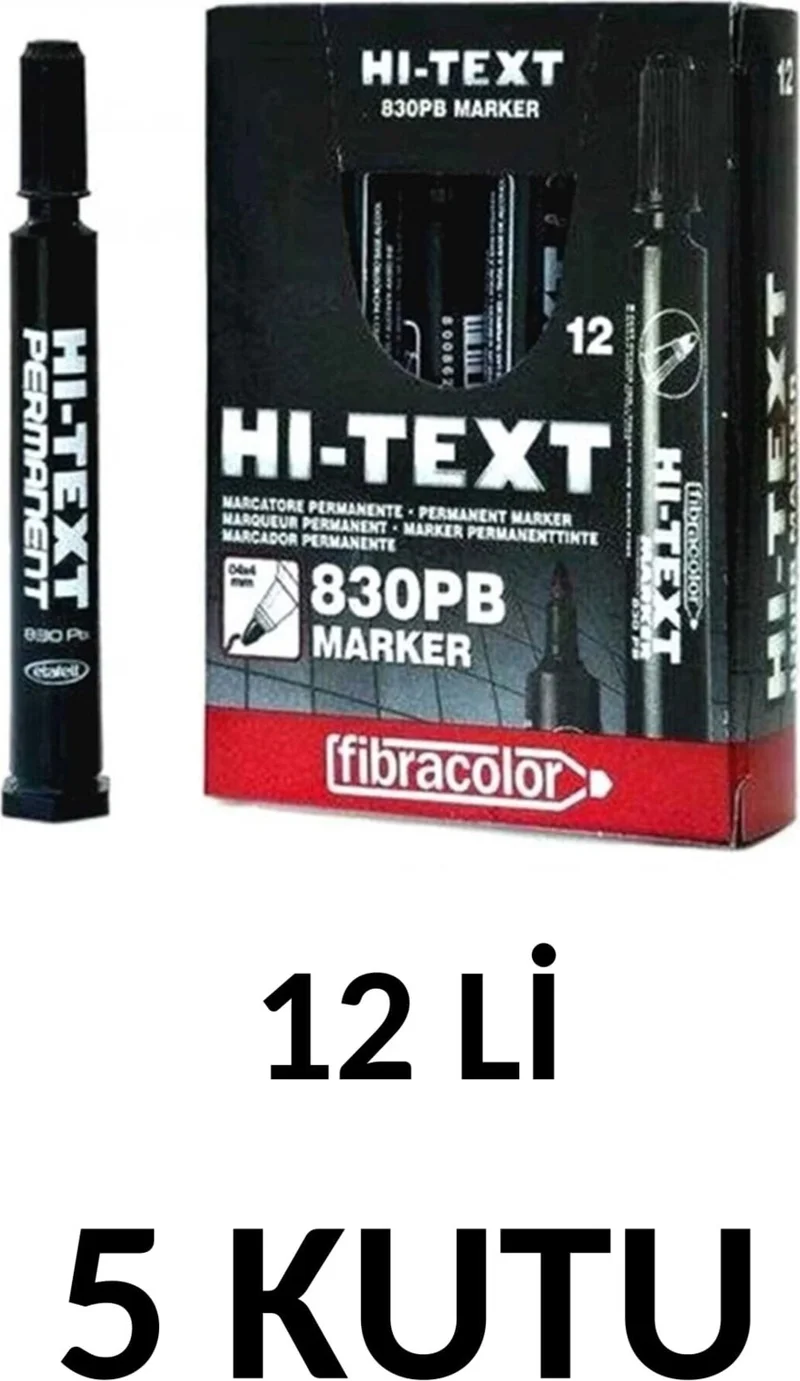 Fibracolor Hı-Text 5 Box (60 Pieces) 830PB Round Tip Permanent Pen Box Pen
