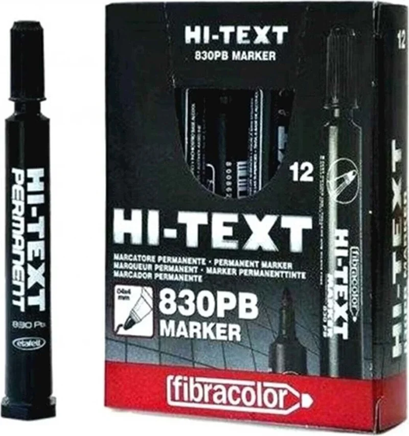Fibracolor Hı-Text 5 Box (60 Pieces) 830PB Round Tip Permanent Pen Box Pen