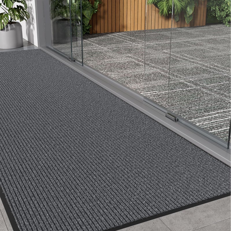EZ2LIVE Front Door Mat, 3' x 10' Commercial Door Mat Outside Entrance, Heavy Duty Welcome Mat, Absorbent & Dirt Resistant, Non-Slip Extra Large Door Mats, Door Rugs for Entryway Indoor Outdoor, Grey - Image 1