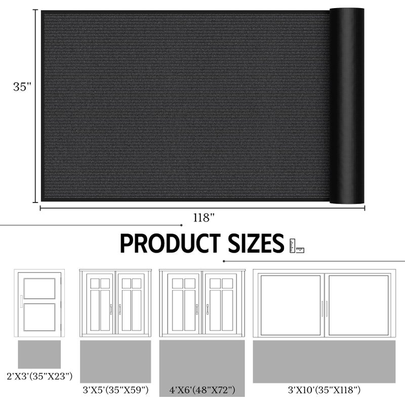 EZ2LIVE Front Door Mat, 3' x 10' Commercial Door Mat Outside Entrance, Heavy Duty Welcome Mat, Absorbent & Dirt Resistant, Non-Slip Extra Large Door Mats, Door Rugs for Entryway Indoor Outdoor, Grey - Image 2