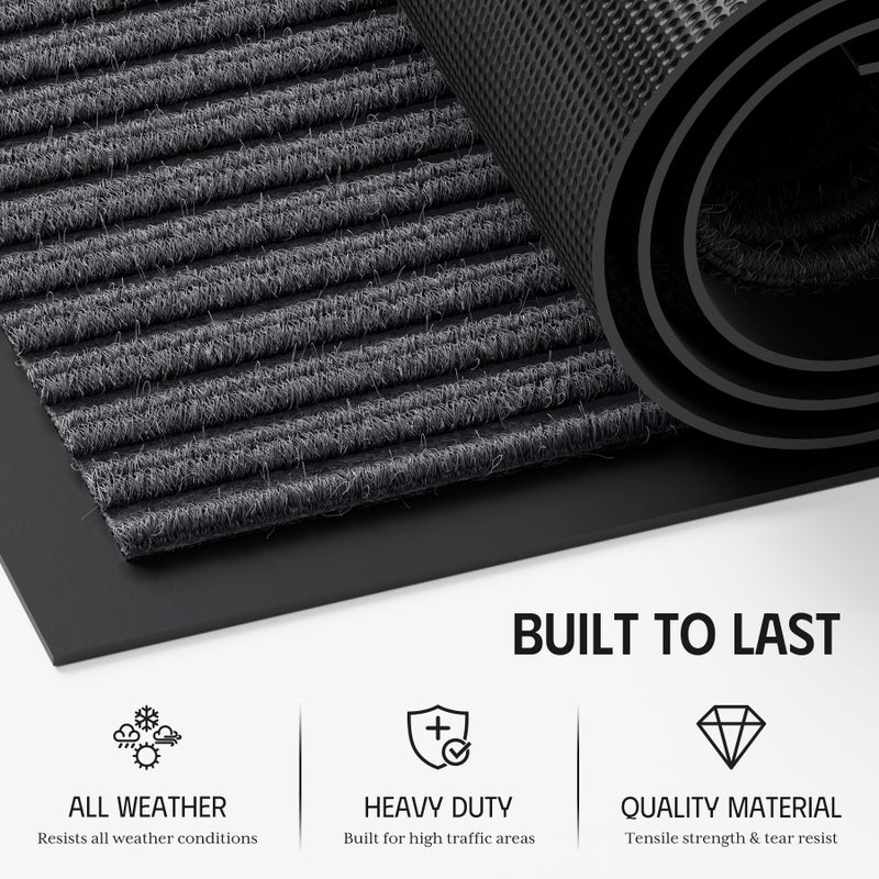 EZ2LIVE Front Door Mat, 3' x 10' Commercial Door Mat Outside Entrance, Heavy Duty Welcome Mat, Absorbent & Dirt Resistant, Non-Slip Extra Large Door Mats, Door Rugs for Entryway Indoor Outdoor, Grey - Image 3