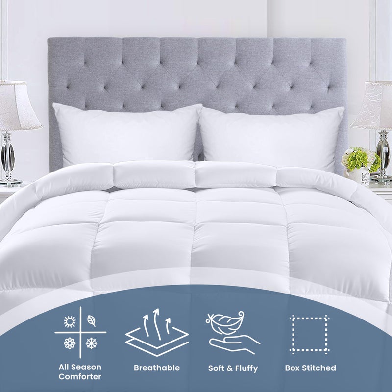 Utopia Bedding Comforters Twin Size, All Season Duvet Insert, Down Alternative Box Stitched Bed Comforter with Corner Tabs, Machine Washable (White) - Image 3