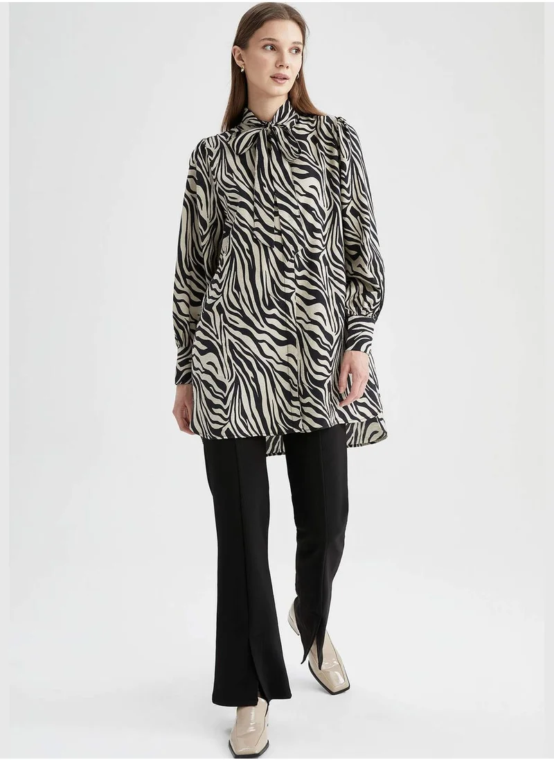 DeFacto Regular Fit Long Sleeve Zebra Printed Shirt Tunic