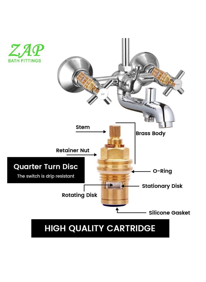 ZAP ZAP CAST305 CASTER Series 100 High Grade Brass 3 in 1 Wall Mixer with Shower Arms Head Multi Flow Hand Shower with 15 Meter Flexible Tube Chrome  - Image 2