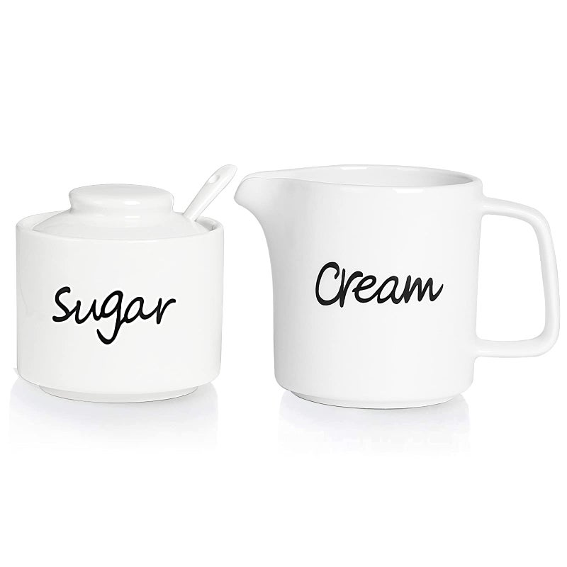 ONTUBE Porcelain Sugar bowl and Creamer Set of 3,White - Image 1