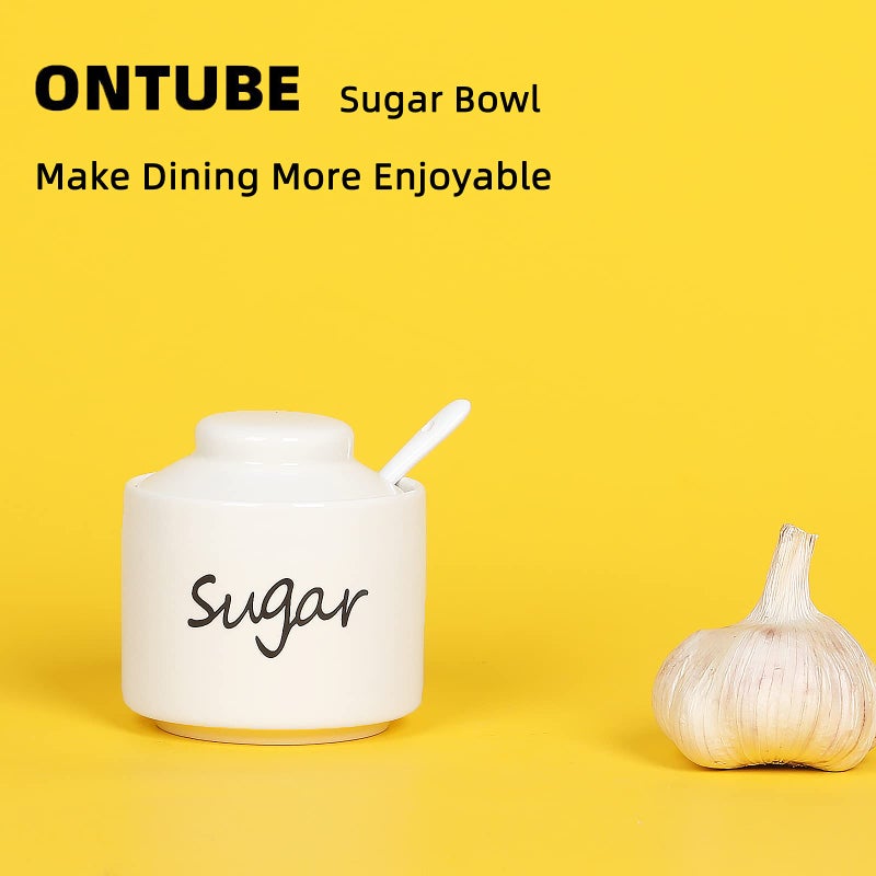 ONTUBE Porcelain Sugar bowl and Creamer Set of 3,White - Image 4