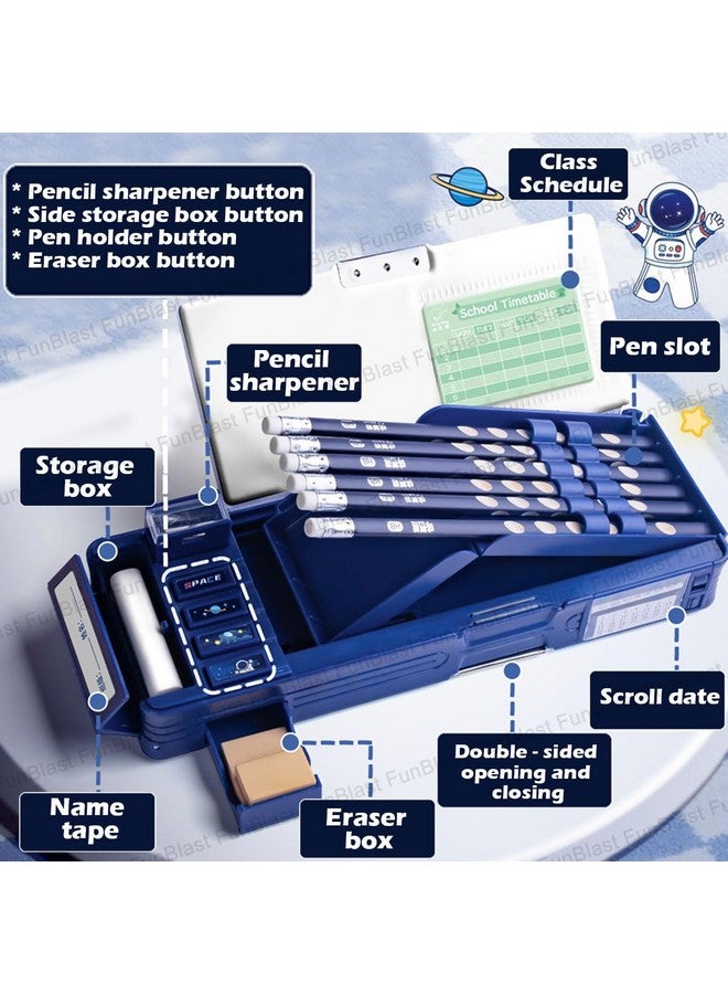 FunBlast Multifunctional Pencil Box For Kids, Space Pencil Box For Boys & Girls, Magnetic Pencil Box For Boys, Pop Up Pencil Box, Space Theme Return Gifts For Kids - Plastic, Multicolor - Image 4