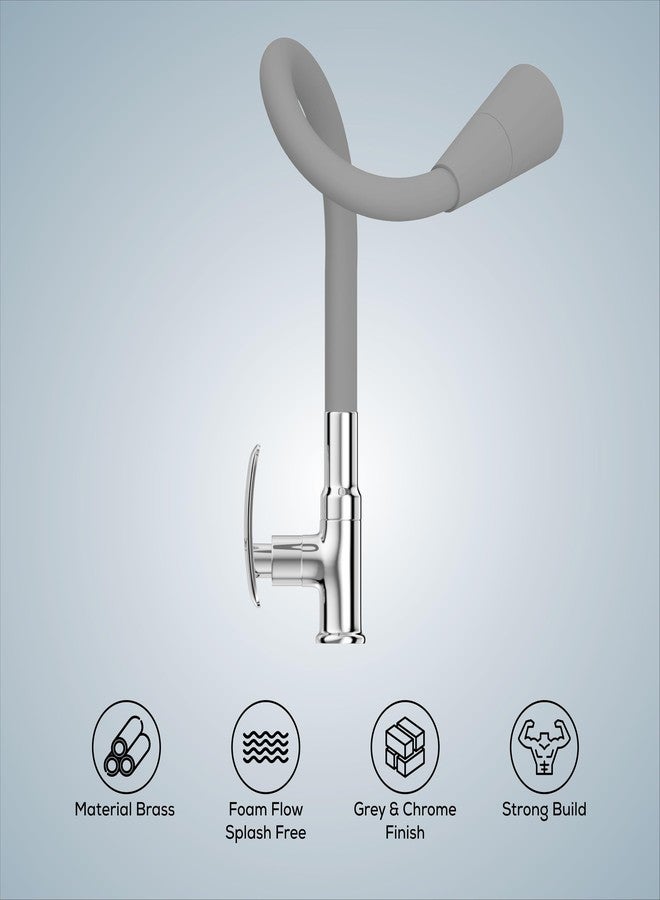 Gloxy Swan Neck Tap for Kitchen Sink with Chrome Finished Leak Proof Riva Lever - 20 Inch Grey Flexible Splash-Proof Silicone Spout & Dual Water Flow Nozzle - Image 5