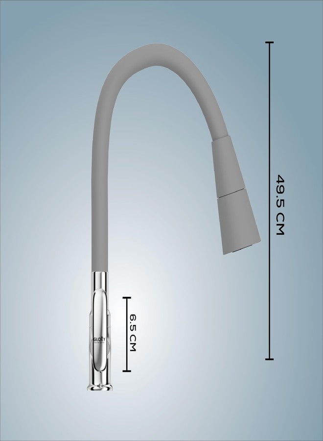 Gloxy Swan Neck Tap for Kitchen Sink with Chrome Finished Leak Proof Riva Lever - 20 Inch Grey Flexible Splash-Proof Silicone Spout & Dual Water Flow Nozzle - Image 2