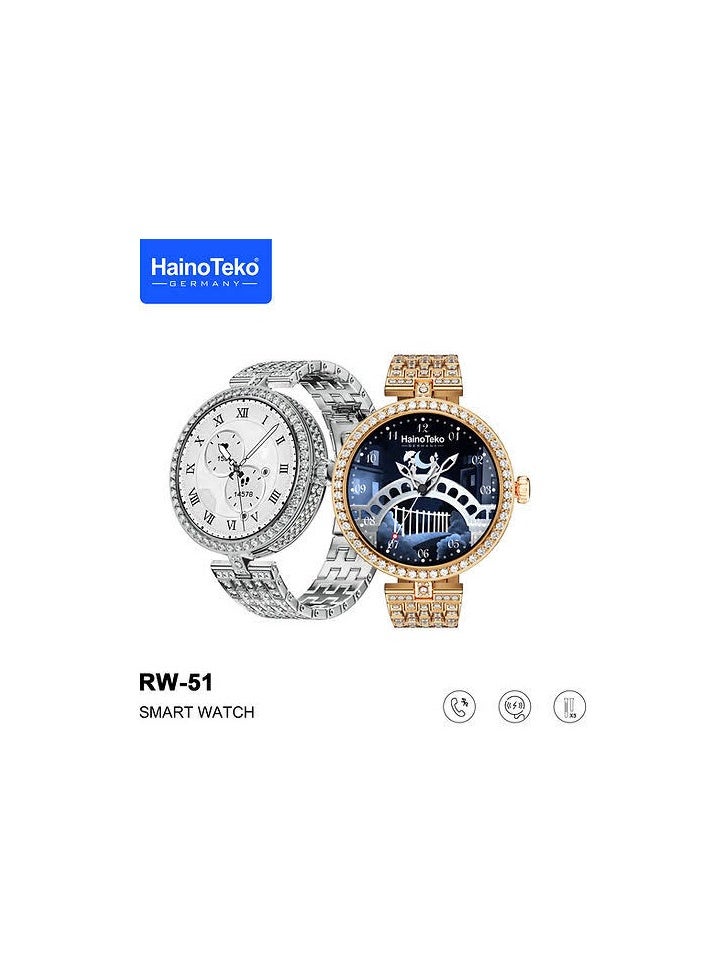 Haino Teko - Haino Teko Germany RW51 Smart Watch for Women with Round AMOLED Display This version of the smart watch comes in the color: Silver Water Resistant Operating System: Android - Image 1