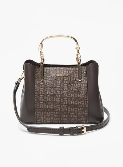 Flora Bella By Shoexpress Women Monogram Print Tote Bag with Zip Closure and Adjustable Strap