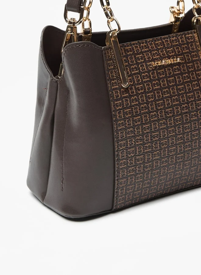 Flora Bella By Shoexpress Women Monogram Print Tote Bag with Zip Closure and Adjustable Strap