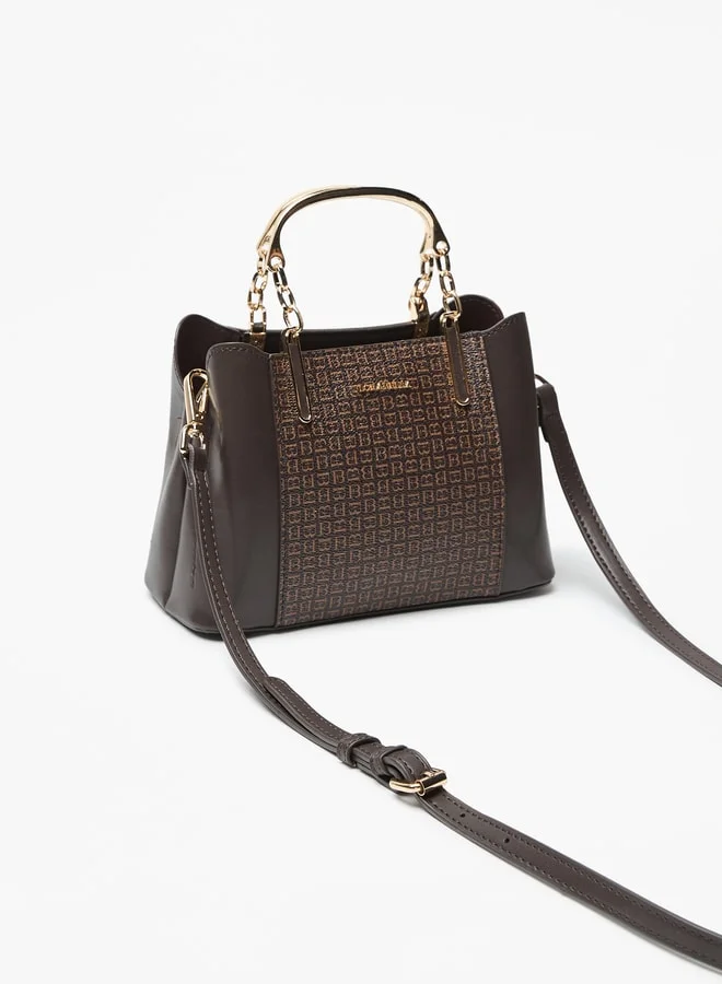 Flora Bella By Shoexpress Women Monogram Print Tote Bag with Zip Closure and Adjustable Strap