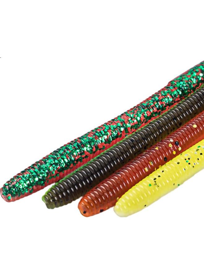 King Lure King Worm Dance Noodles Soft Bait Thin Earthworm Black Pit Bass Wild Fishing Artificial Bait 120Mm-03 Brown-Green - Image 1