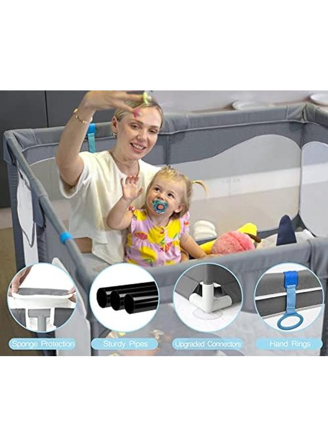 Baby Playpen Playpen With Mat Upgraded Sturdy Play Pen With Gate Easy To Assemble Play Yard Safe Play Pens For Babies And Toddlers With Hand Rings Outdoor And Indoor Activity Center For Infant