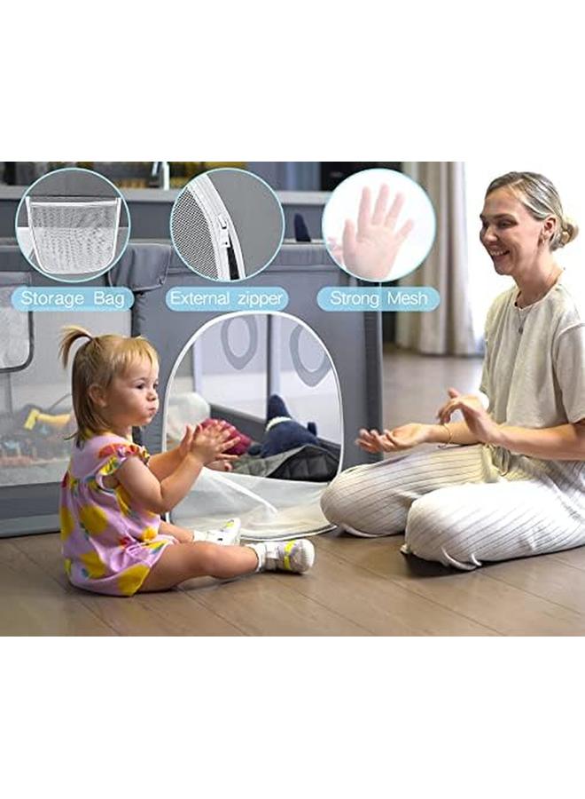 Baby Playpen Playpen With Mat Upgraded Sturdy Play Pen With Gate Easy To Assemble Play Yard Safe Play Pens For Babies And Toddlers With Hand Rings Outdoor And Indoor Activity Center For Infant