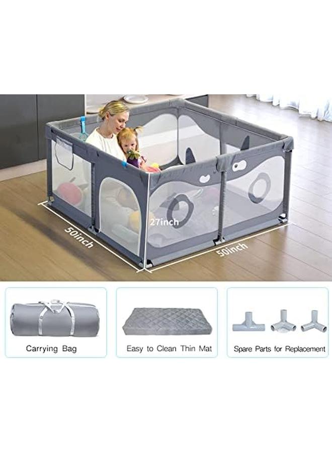 Baby Playpen Playpen With Mat Upgraded Sturdy Play Pen With Gate Easy To Assemble Play Yard Safe Play Pens For Babies And Toddlers With Hand Rings Outdoor And Indoor Activity Center For Infant