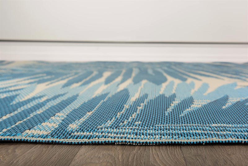 Rugshop Tropical Floral Reversible Crease-Free Waterproof Premium Recycled Plastic Outdoor Rugs for Patio,Backyard,RV,Deck,Picnic,Trailer,Beach,Camping Blue 3' x 5' - Image 3