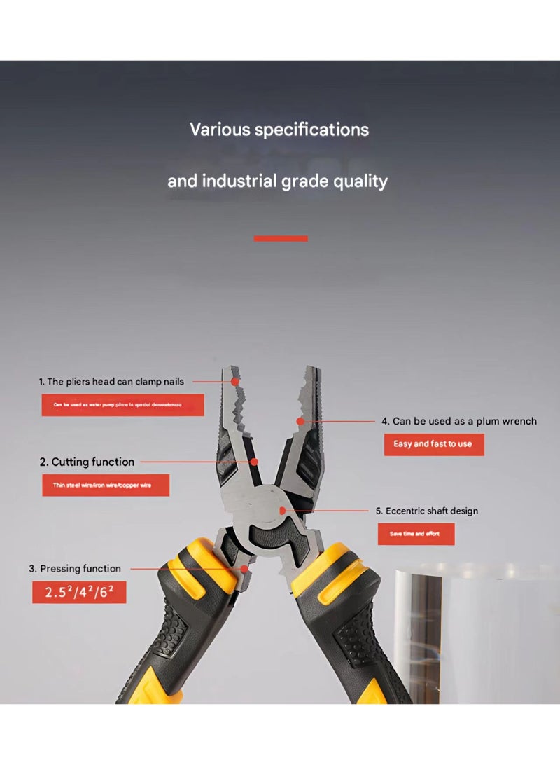 RAYJET 7" Polished Blackened Combination Pliers – Multi-Purpose Electrical Hand Tool - Image 4