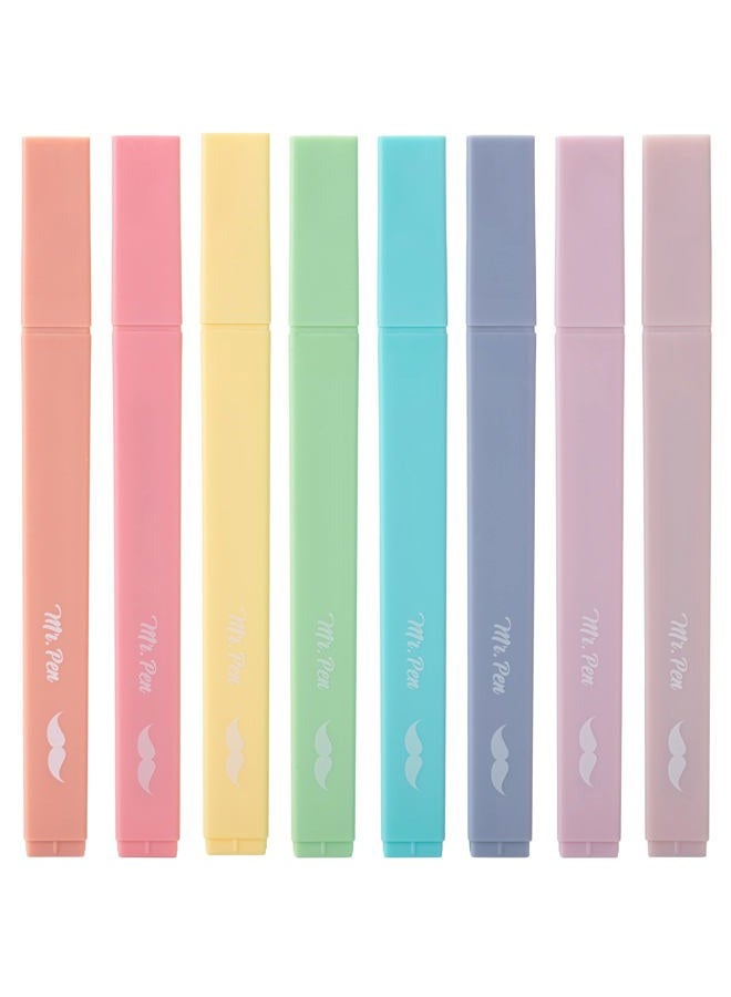 Mr. Pen Aesthetic Cute Pastel Highlighters Set, 8 pcs, Chisel Tip, Candy Colors, No Bleed Bible Assorted Colors - Image 1