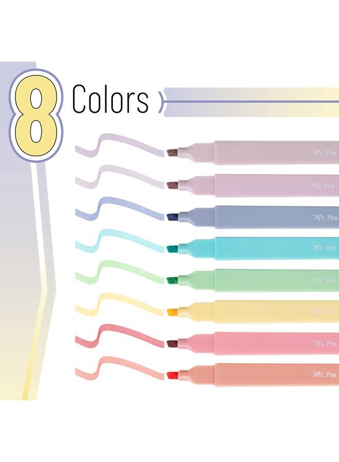 Mr. Pen Aesthetic Cute Pastel Highlighters Set, 8 pcs, Chisel Tip, Candy Colors, No Bleed Bible Assorted Colors - Image 2