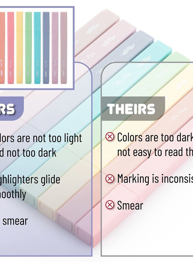 Mr. Pen Aesthetic Cute Pastel Highlighters Set, 8 pcs, Chisel Tip, Candy Colors, No Bleed Bible Assorted Colors - Image 5