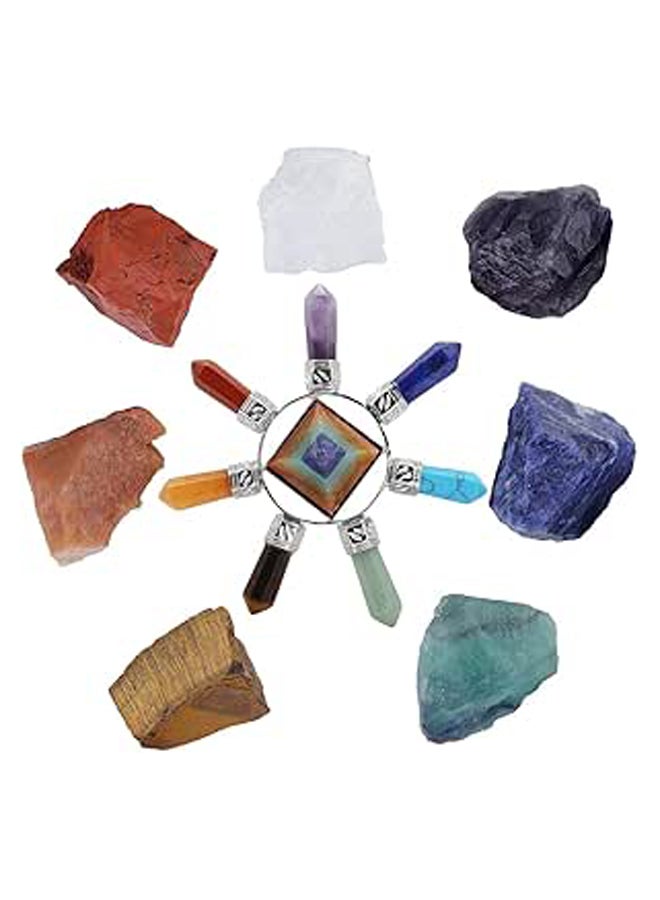7 Chakras Healing Crystals Kits Set, Natural 7 Chakra Stones Set,with 7 Chakra Pyramid Energy Generator  - Image 1