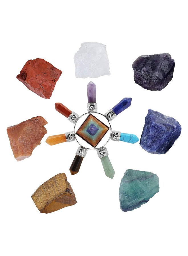 7 Chakras Healing Crystals Kits Set, Natural 7 Chakra Stones Set,with 7 Chakra Pyramid Energy Generator  - Image 4
