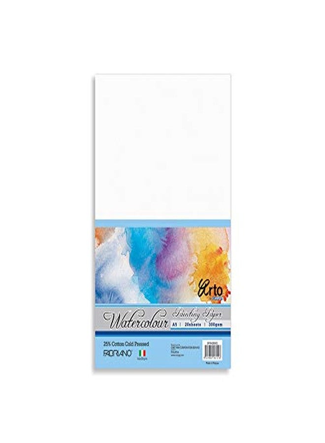 ARTO Fabriano Watercolour Paper Pack of 20 Sheets (25% Cotton, Cold Pressed) (A5, 300GSM) - Image 1