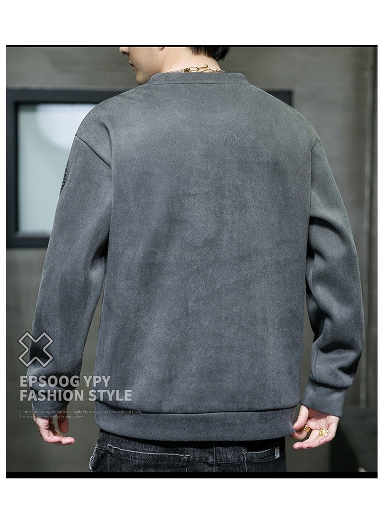 Large Size Fashionable Men's Letter Printed Loose Long Sleeved T-shirt  - Image 3