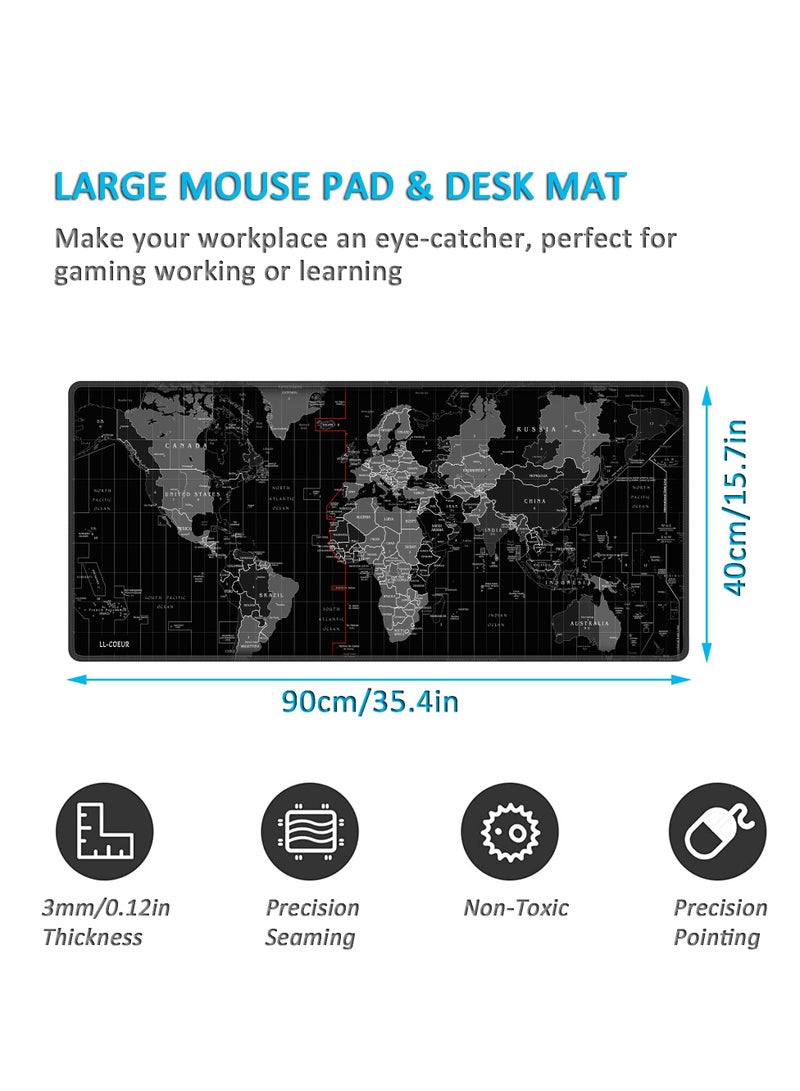 Large World Map Mouse Pad 900*400*3mm Laptop Gaming Play Mat Office Desk Mat - Image 2
