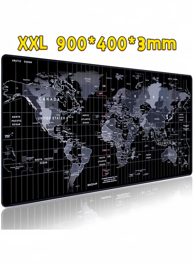 Large World Map Mouse Pad 900*400*3mm Laptop Gaming Play Mat Office Desk Mat - Image 1