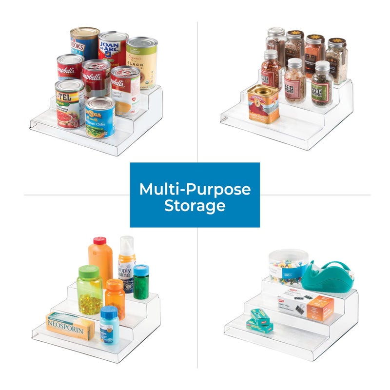 InterDesign iDesign Recycled Plastic 3-Tier Spice Rack, The Linus Collection â€“ 8.8" x 10.1" x 3.5â€, Clear - Image 4