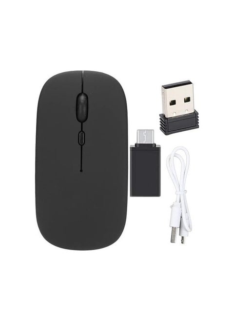Wireless Mouse for Laptop, Bluetooth Mouse for MacBook Pro/Air/Mac/iPad/Chromebook/Computer -Rechargeale Dual Mode(USB 2.4Ghz + Bluetooth 5.2) Silent Cordless Mouse with USB C Adapter,Black