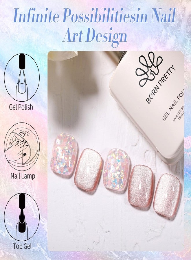 Born Pretty Glitter Gel Polish,Pink Blue Purple AB Color Glitter Sequins - Image 2