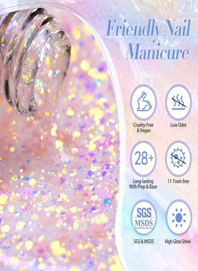 Born Pretty Glitter Gel Polish,Pink Blue Purple AB Color Glitter Sequins - Image 3