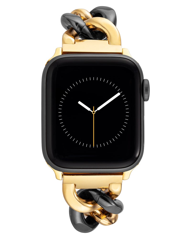 ANNE KLEIN سوار سلسلة أن كليين للأزياء لساعات آبل، آمن، قابل للتعديل، بديل لسوار ساعة آبل، يناسب معظم المعاصم - Image 1