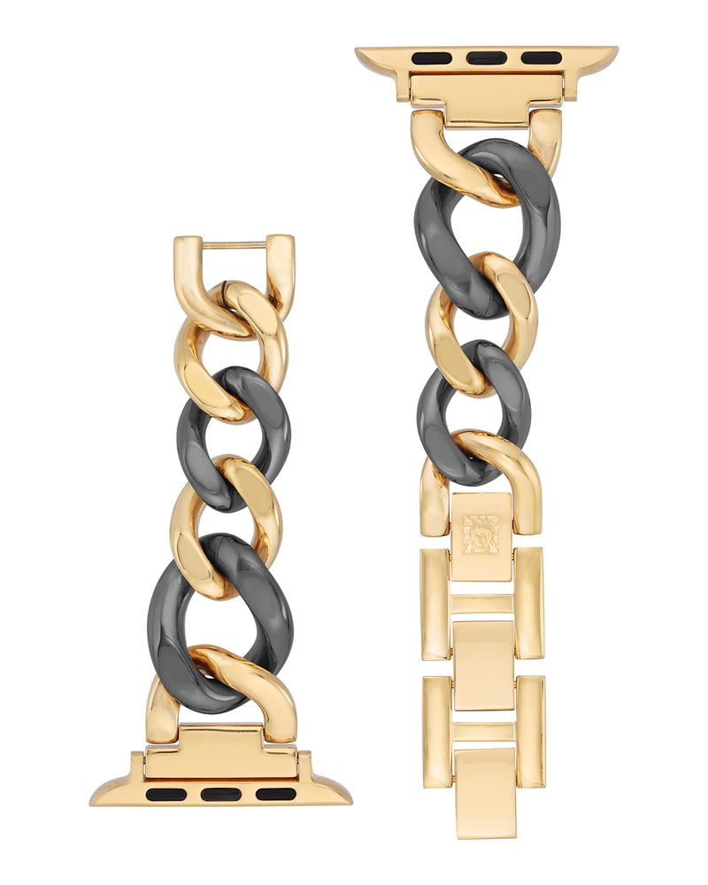 ANNE KLEIN سوار سلسلة أن كليين للأزياء لساعات آبل، آمن، قابل للتعديل، بديل لسوار ساعة آبل، يناسب معظم المعاصم - Image 3