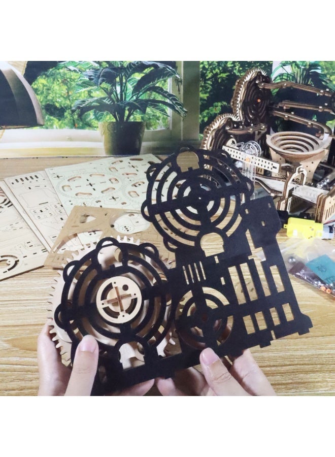 لعبة مسار الكرات الكهربائية، بازل خشبي ثلاثي الأبعاد وألغاز ذكاء DIY | لعبة تركيب يدوية وهدية عيد الميلاد - Image 4