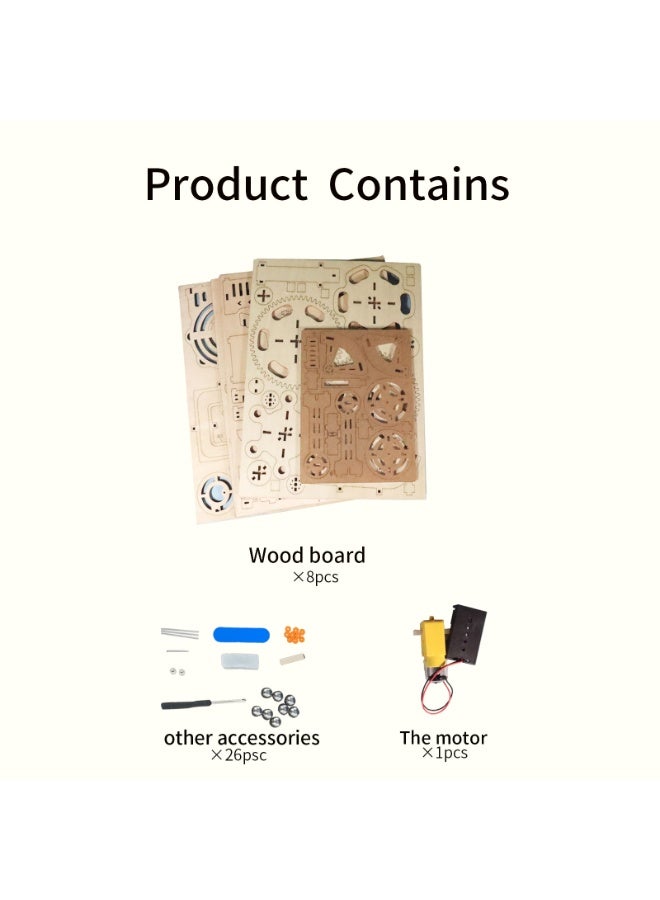 لعبة مسار الكرات الكهربائية، بازل خشبي ثلاثي الأبعاد وألغاز ذكاء DIY | لعبة تركيب يدوية وهدية عيد الميلاد - Image 3