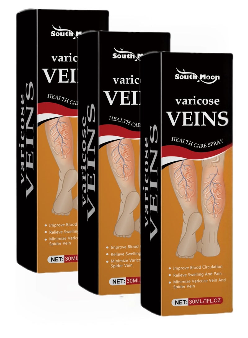 SOUTH MOON 3-PACK Varicose Vein Soothing Spray, Reduce Varicose Veins, Relieve Swelling And Pain 30ml*3  - Image 1