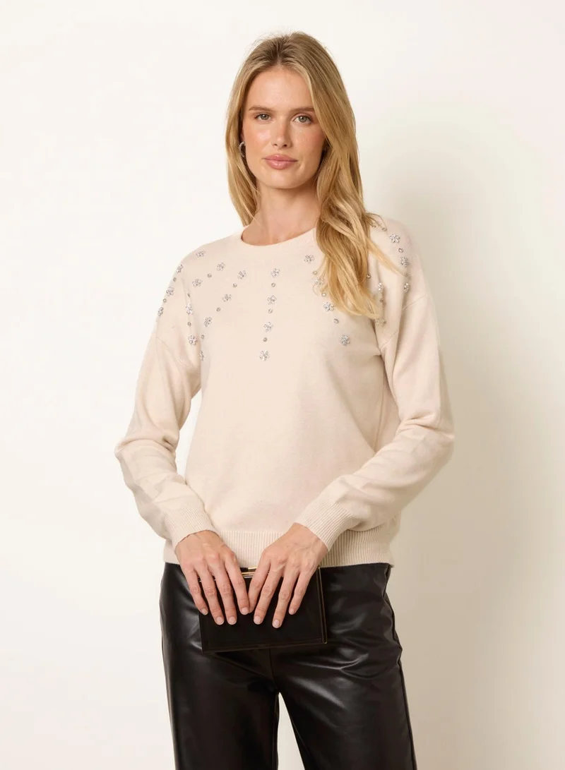 بلو فانيلا Diamante Round Neck Jumper