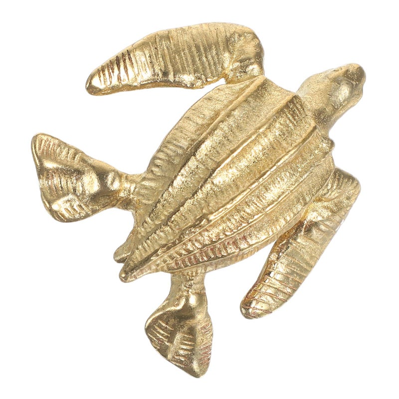 Vintage Natural Patina Brass Turtle Cabinet Pulls - Image 2