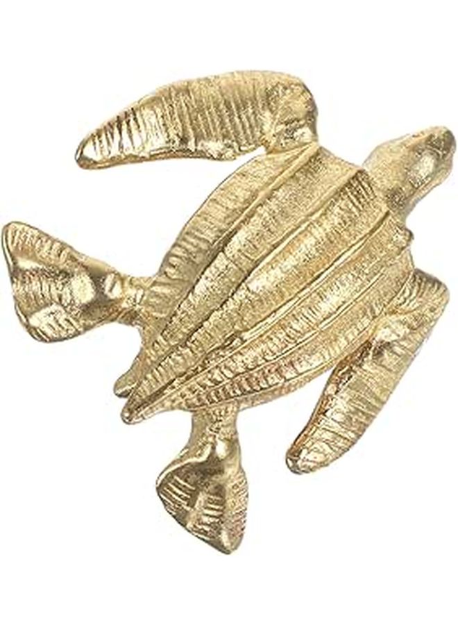 Vintage Natural Patina Brass Turtle Cabinet Pulls - Image 1