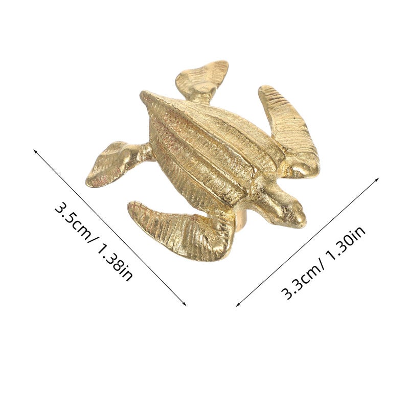 Vintage Natural Patina Brass Turtle Cabinet Pulls - Image 3