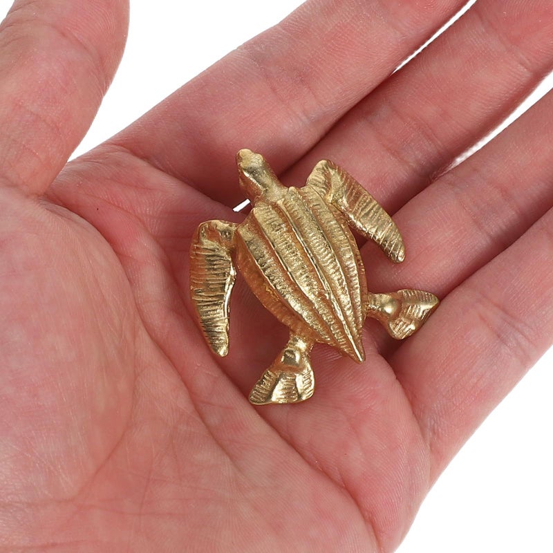 Vintage Natural Patina Brass Turtle Cabinet Pulls - Image 5