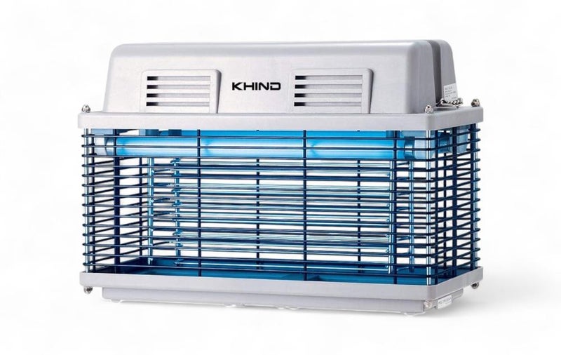 Khind 2x10W Insect Killer, 80m², Plastic, Grey, IK210 - Image 1