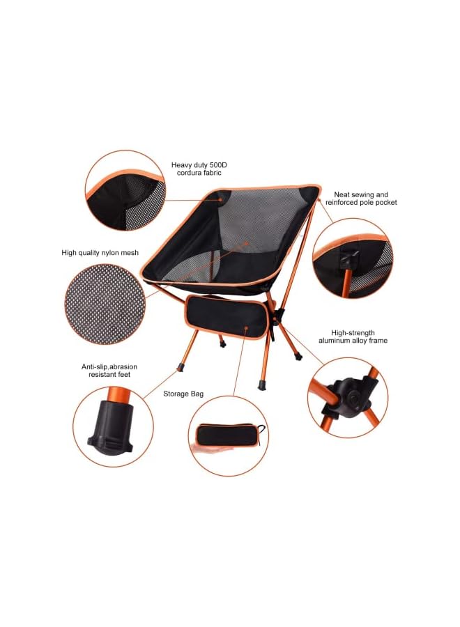 PROMASS Portable Folding Camping Chair Ultralight Outdoor Folding Chair With Carry Bag, Compact Foldable Chair For Hiking, Beach, Fishing, Picnic And Travelling Heavy Duty 130Kg Capacity 1Pcs - Image 5