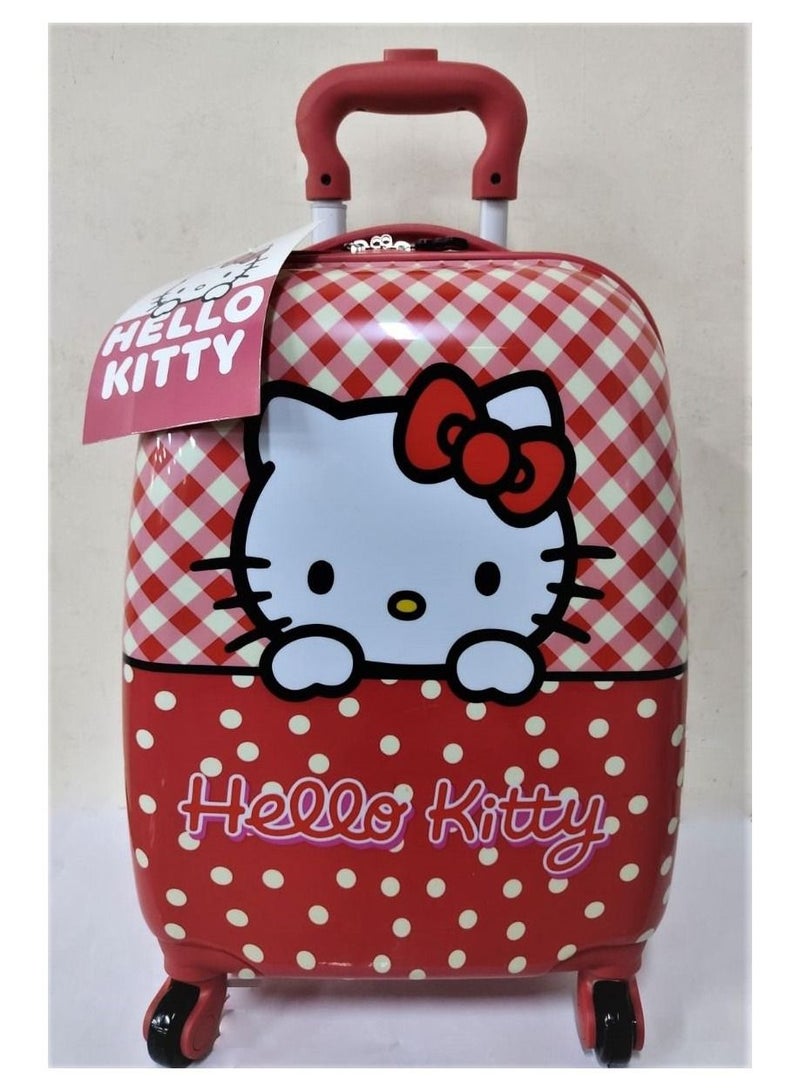 هالو كيتي أمتعة هالو كيتي للأطفال مع ملصقات قابلة لإعادة الاستخدام مقاس 18 بوصة - Image 1